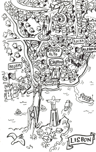 cartoon map of Lisbon